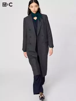 Uniqlo Двубортное длинное пальто 06 GRAY/WOMEN XS