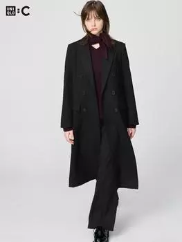 Uniqlo Двубортное длинное пальто 09 BLACK/WOMEN XS