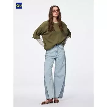 Uniqlo Джинсы Gu Two Tone Barrel Leg 62 BLUE/WOMEN S