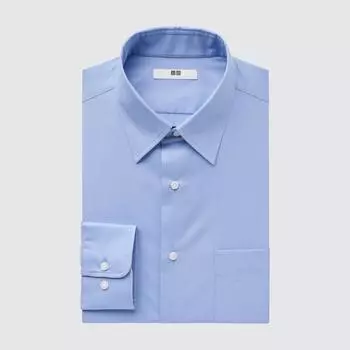 UNIQLO Easy Care Широкая рубашка стандартного кроя с длинными рукавами обычного цвета