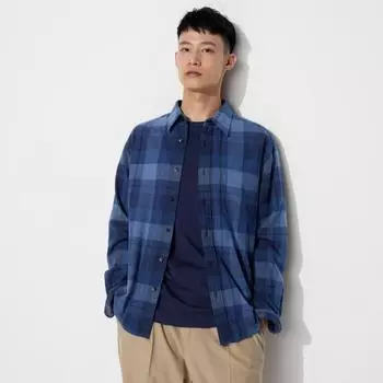 UNIQLO flannel shirt long sleeve regular collar check E