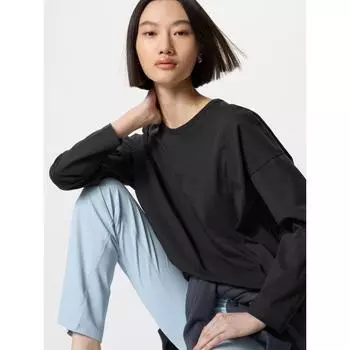 Uniqlo Футболка Airism CoTTon с длинным рукавом 00 WHITE/WOMEN XS