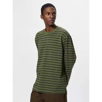 Uniqlo Футболка Airism CoTTon STRIPE с длинным рукавом, широкая 00 WHITE/MEN M