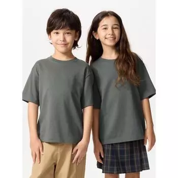 Uniqlo Футболка детская Airism из хлопка с круглым вырезом и коротким рукавом 56 OLIVE/KIDS 100