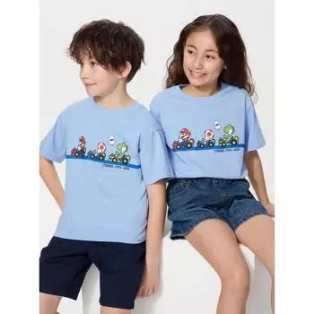 Uniqlo Футболка детская Super Mario Archive UT Graphic с коротким рукавом D 61 BLUE/KIDS 100