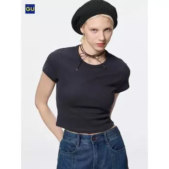 Uniqlo Футболка Gu Pointel 08 DARK GRAY/WOMEN S