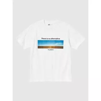Uniqlo Футболка Peace For All с коротким рукавом и графическим принтом, стандартный крой, Вим Вендерс 00 WHITE/UNISEX XS