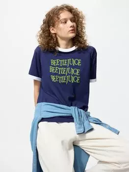 Uniqlo Футболка с графическим принтом Universal Movies UT, с коротким рукавом, F