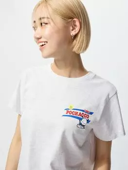 Uniqlo Футболка с графикой Sanrio CHaracTers UT с коротким рукавом H 03 GRAY/WOMEN XS