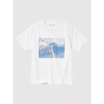Uniqlo Футболка с коротким рукавом и принтом «Мир всем», стандартный крой, фото Magnum 00 WHITE/UNISEX S