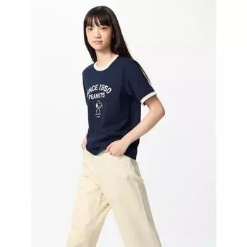 Uniqlo Футболка с коротким рукавом и принтом PEANUTS UT 69 NAVY/WOMEN XS