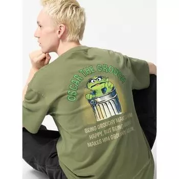 Uniqlo Футболка с коротким рукавом Sesame Street UT Graphic D 56 OLIVE/UNISEX S