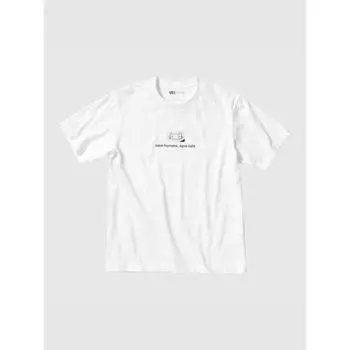 Uniqlo Футболка с принтом «Peace For All» с коротким рукавом, стандартный крой Харуки Мураками 00 WHITE/MEN M
