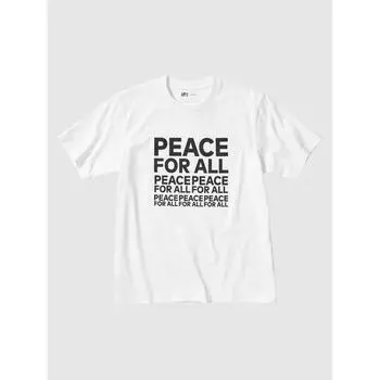 Uniqlo Футболка с принтом «Peace For All» с коротким рукавом, стандартный крой, Kashiwa SaTo 00 WHITE/UNISEX 4XL
