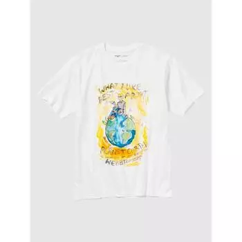 Uniqlo Футболка с принтом «Peace For All» с коротким рукавом, стандартный крой F.risso 00 WHITE/UNISEX XS