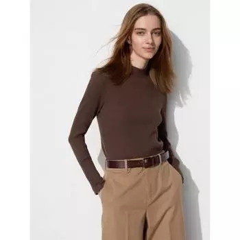 Uniqlo Футболка с высоким воротником и длинными рукавами для губ 11 PINK/WOMEN S