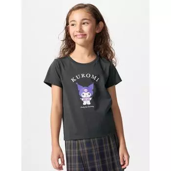 Uniqlo Футболка Sanrio Cropped UT Graphic для девочек с коротким рукавом B 08 DARK GRAY/KIDS 160