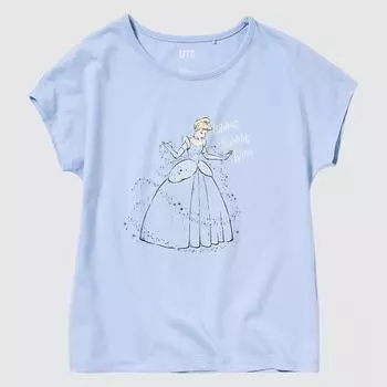 UNIQLO GIRLS Disney UT Graphic Футболка с короткими рукавами A 60 LIGHT BLUE/130cm