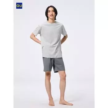 Uniqlo Gu Хлопковый Цветной Домашний Комплект Короткий Рукав 05 GRAY/MEN S