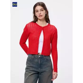 Uniqlo Gu Loop Yarn Lace Stitch Cardigan 04 GRAY/WOMEN S