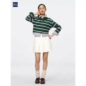 Uniqlo Gu плиссированные шотландские брюки 01 OFF WHITE/WOMEN S