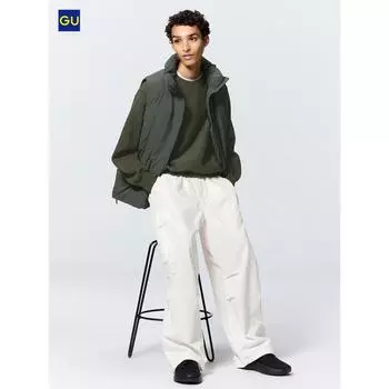Uniqlo Gu Супер Широкие Брюки Карго 01 OFF WHITE/MEN M