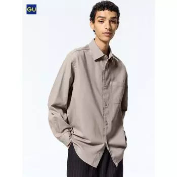Uniqlo Gu Washed Twill Shirt 31 BEIGE/MEN S