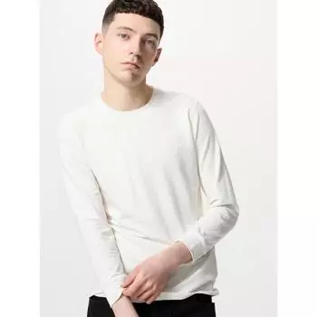 Футболка Uniqlo HeatTech CoTTon Crewneck, часть 9, очень теплая 01 OFF WHITE/MEN S