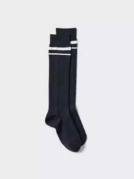 Uniqlo Heattech Hi Socks Cable Line 69 NAVY/WOMEN 2426