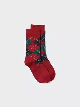 Uniqlo Heattech Socks Argyle 15 RED/WOMEN 2325