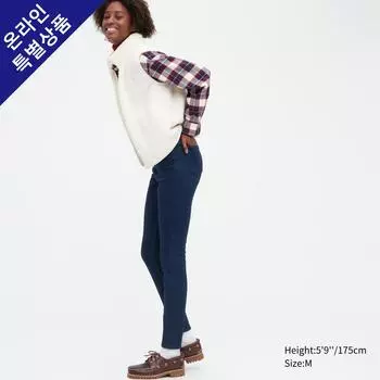 UNIQLO Heattech Ультра-эластичные джинсовые леггинсы с высокой посадкой, брюки, длина ног 76 см Bluebonnet/S
