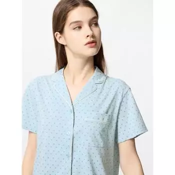 Uniqlo Хлопковая пижама Airism с коротким рукавом и цветочным принтом 41 YELLOW/WOMEN XS