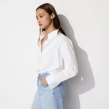 UNIQLO хлопковая рубашка с длинным рукавом