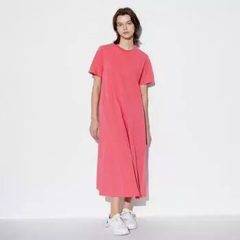 UNIQLO JAPAN Air Rhythm Хлопковое платье с короткими рукавами, стандартная длина, от 114 до 125 см