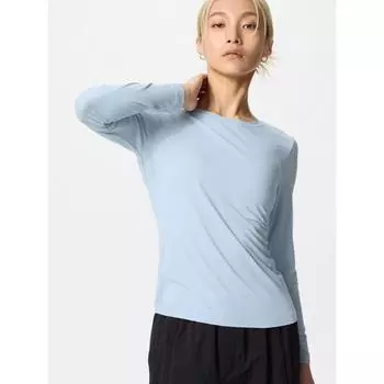 Uniqlo Japan Air RhyThm Uv CuT футболка с круглым вырезом и длинным рукавом 00 WHITE/XS