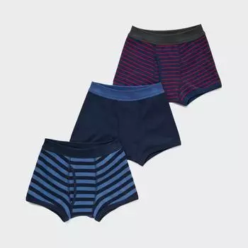 Uniqlo Япония Боксеры для мальчиков Трусы с каймой спереди Открытая упаковка 3 шт. 69 NAVY/100