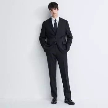 Uniqlo Япония эластичные шерстяные брюки всесезонные можно настроить 08 DARK GRAY/67