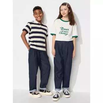 UNIQLO JAPAN брюки широкие подвернутые джинсовые