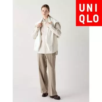 Uniqlo Japan Brushed Jersey Wide Pants Long 69 NAVY/XS