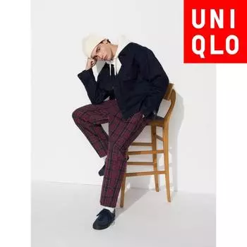 Uniqlo Japan Фланелевые легкие брюки до щиколотки 17 RED/XS