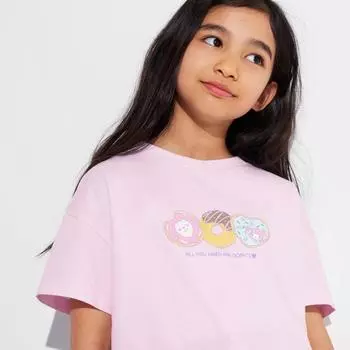 UNIQLO JAPAN GIRLS CHIKawa SANRIO CHARACTERS SWEETS COLLECTION UT с коротким рукавом 10 PINK/150
