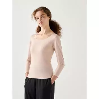 Uniqlo Japan HeaTTech U-образный вырез футболка с рукавом 8 мин. 00 WHITE/XS