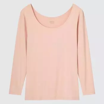 UNIQLO JAPAN HEATTECH U-образный вырез T 8 4 рукава 00 WHITE/S