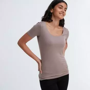 UNIQLO JAPAN HEATTECH U-образный вырез Т с коротким рукавом
