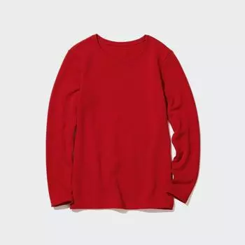 UNIQLO JAPAN HEATTECH УЛЬТРА ТЕПЛЫЙ КРУГЛЫЙ ВЫРЕЗ С ДЛИННЫМ РУКАВОМ 01 OFF WHITE/XS