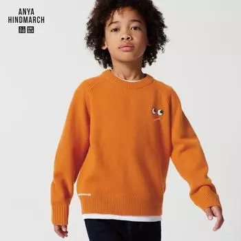 UNIQLO JAPAN KIDS Премиальный свитер с круглым вырезом и длинными рукавами