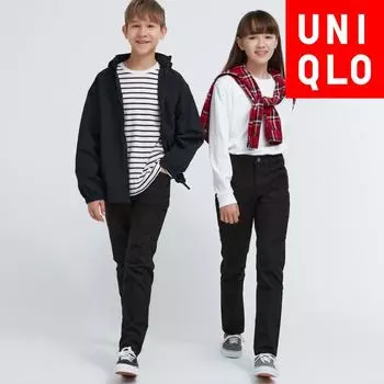 Uniqlo Japan Kids ультраэластичные мягкие джинсы с молнией 09 BLACK/100