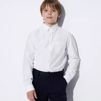 UNIQLO JAPAN комфортная рубашка из тонкой ткани с длинными рукавами, формальная 00 WHITE/100
