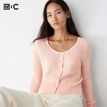 UNIQLO JAPAN кружевной короткий кардиган с круглым вырезом и длинными рукавами