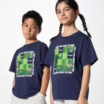 UNIQLO JAPAN Minecraft UT с коротким рукавом 69 NAVY/100